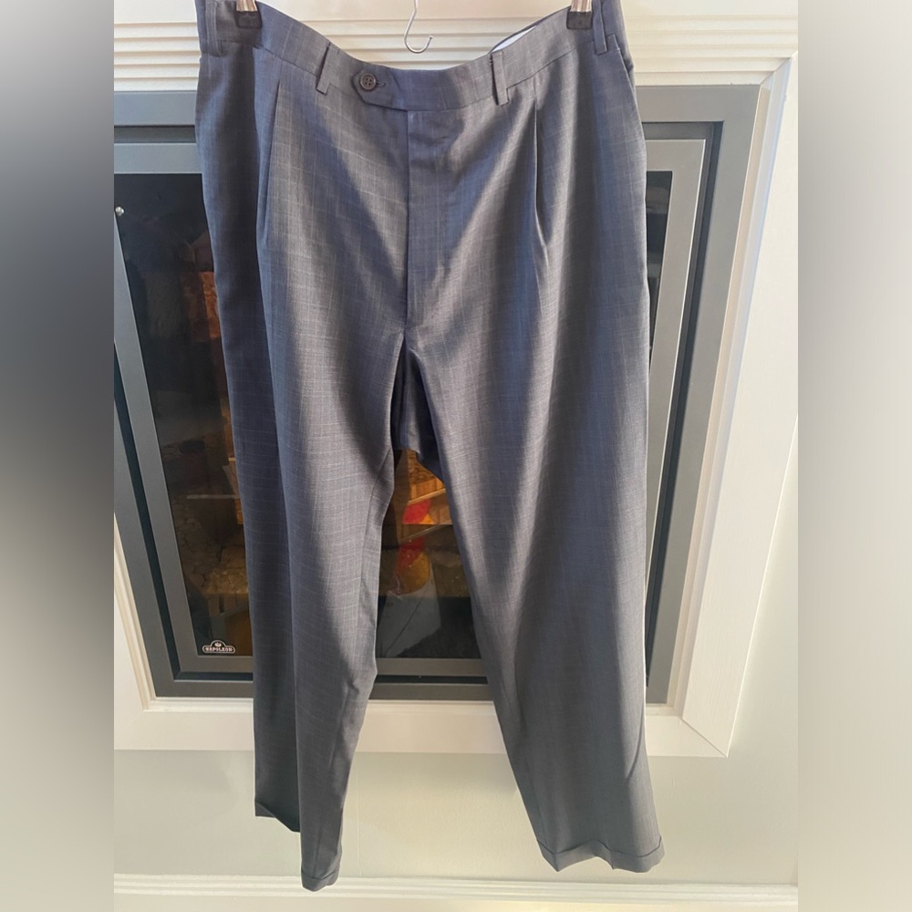 Men’s Italian Pure Lana Vergine Woolmark Canali Pleaded Cuffed  Dress Pants